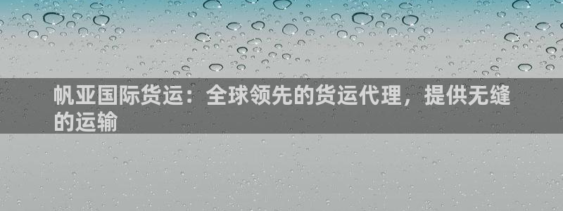 尊龙凯时官网正规吗：帆亚国际货运：全球领先的货运代理，提